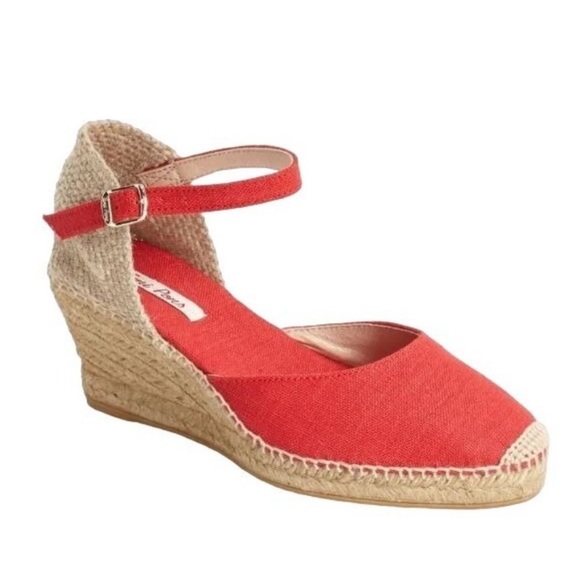 Toni Pons Shoes - Toni Pons Caldes Linen Wedge Espadrilles Sandal Red Size 40 / US 9